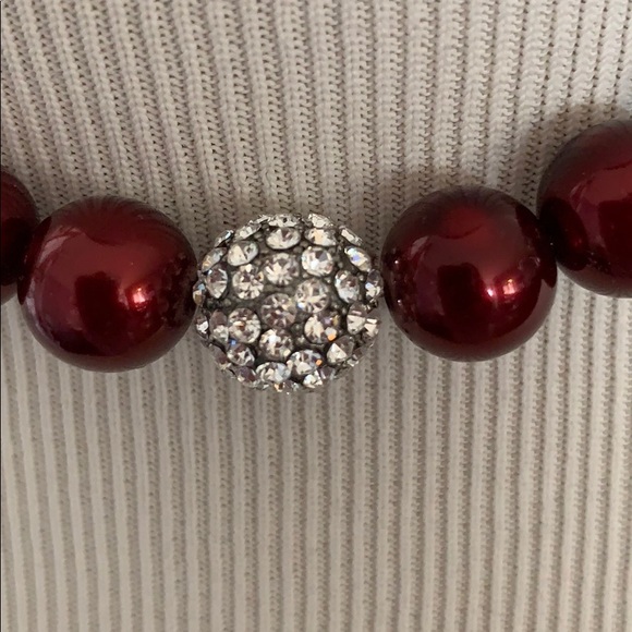 Bead necklace with main cubic zirconia diamond - Picture 2 of 3